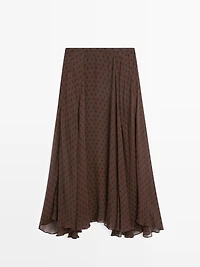 Flared polka dot midi skirt