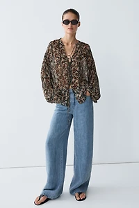 Floral print flowing shirt