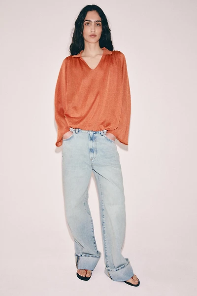 KNIT POLO COLLAR TOP