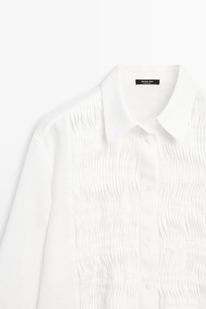 100% linen shirt with bib detail