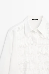 100% linen shirt with bib detail