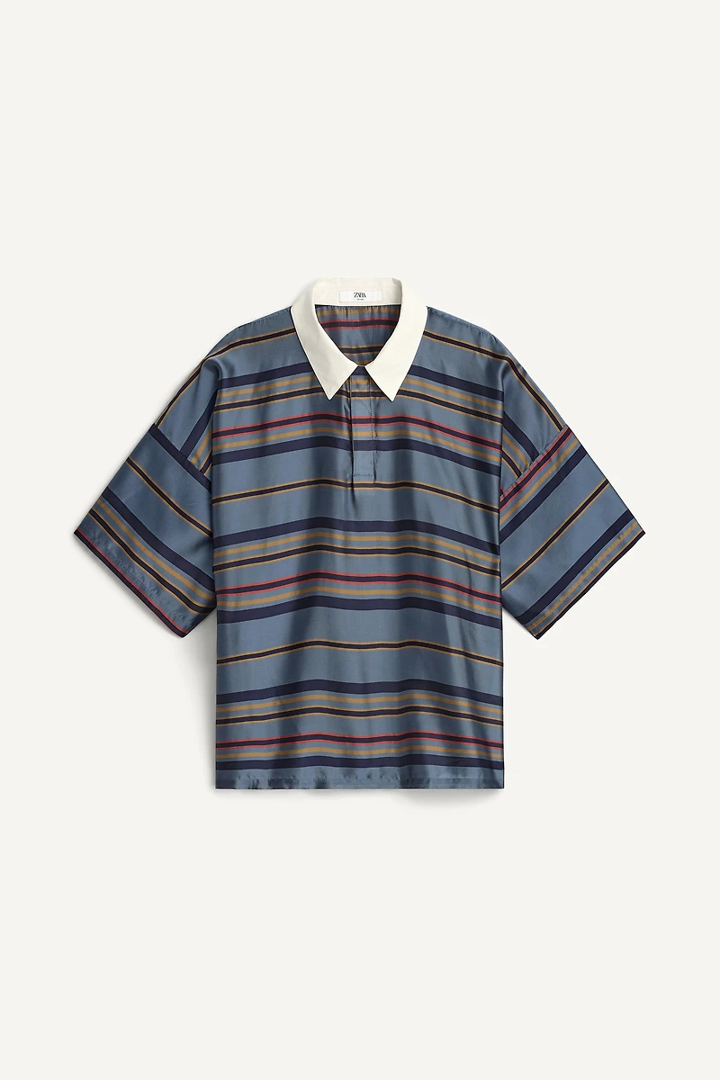 CUPRO-SILK BOXY FIT POLO SHIRT