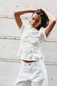 SHORT SLEEVE RUCHED TOP