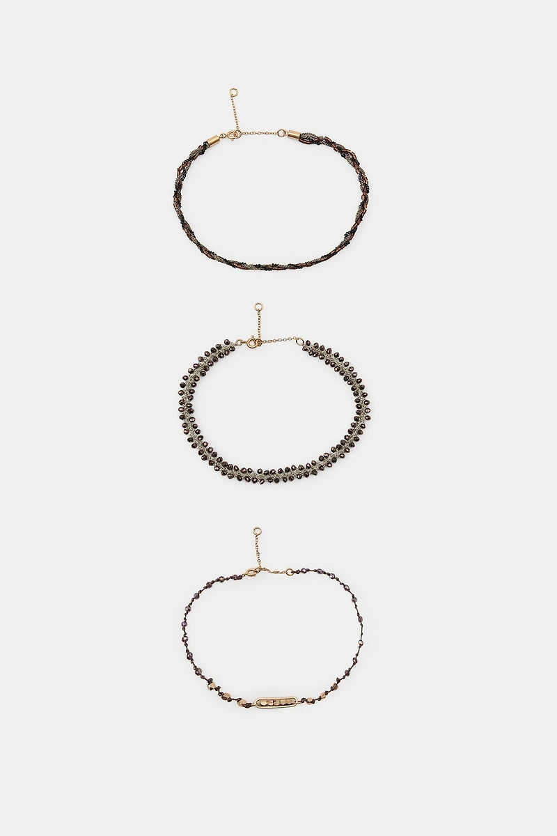 PACK OF 3 BEADED ANKLET BRACELETS