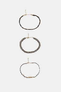 PACK OF 3 BEADED ANKLET BRACELETS
