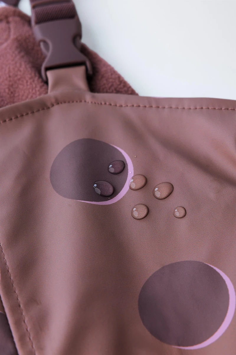 WATER RESISTANT POLKA DOT RUBBERIZED OVERALLS