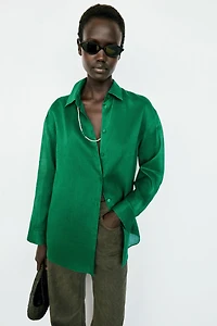 Chemise longue fluide 100 % ramie