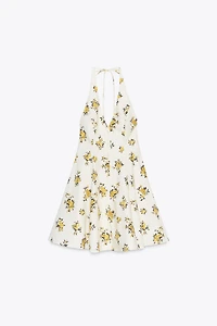 ROBE COURTE HALTER À IMPRIMÉ FLEURS