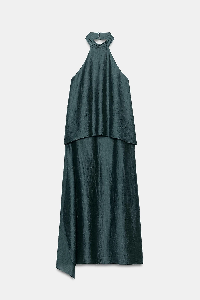 LINEN HALTER MIDI DRESS