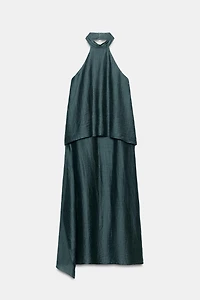 LINEN HALTER MIDI DRESS