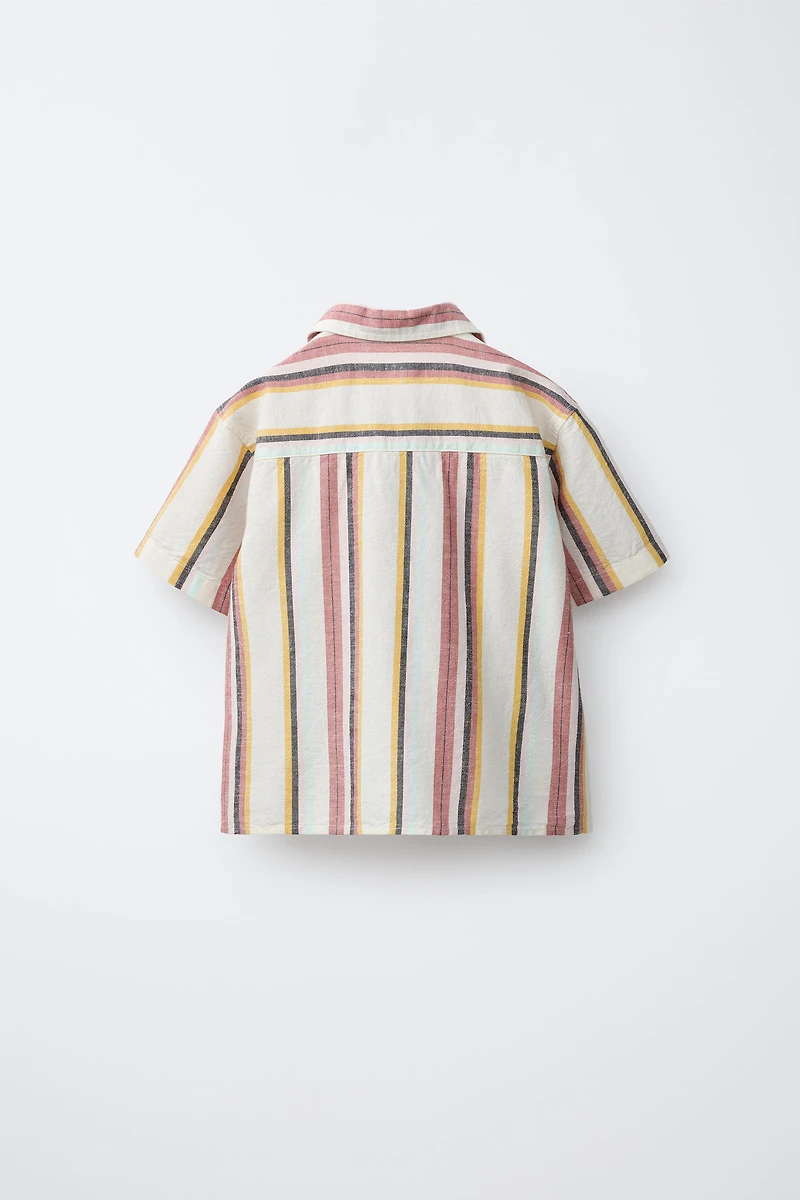 STRIPED COTTON LINEN SHIRT