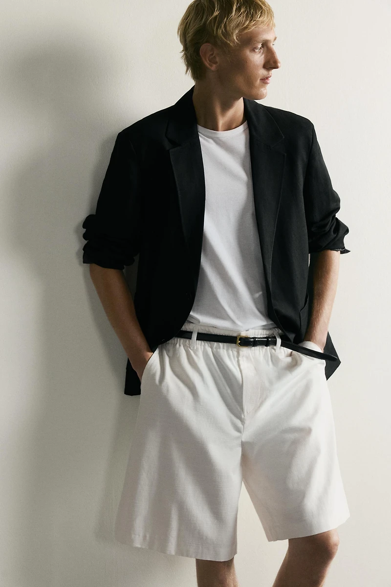 COTTON-LYOCELL WIDE FIT SHORTS