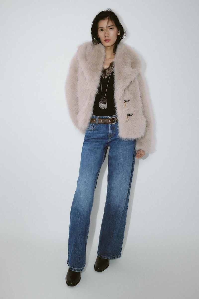 SHORT FAUX FUR TOGGLE COAT