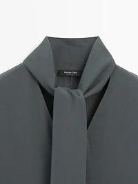 V-neckline midi dress with tie detail