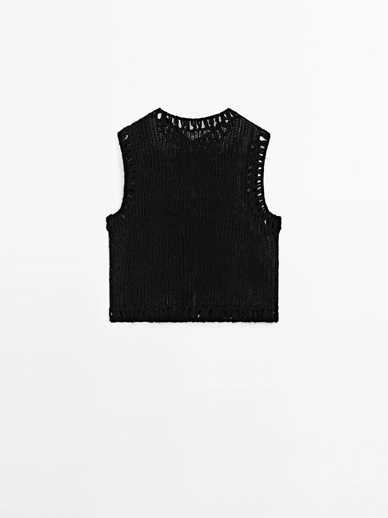 Gilet en maille avec broderies