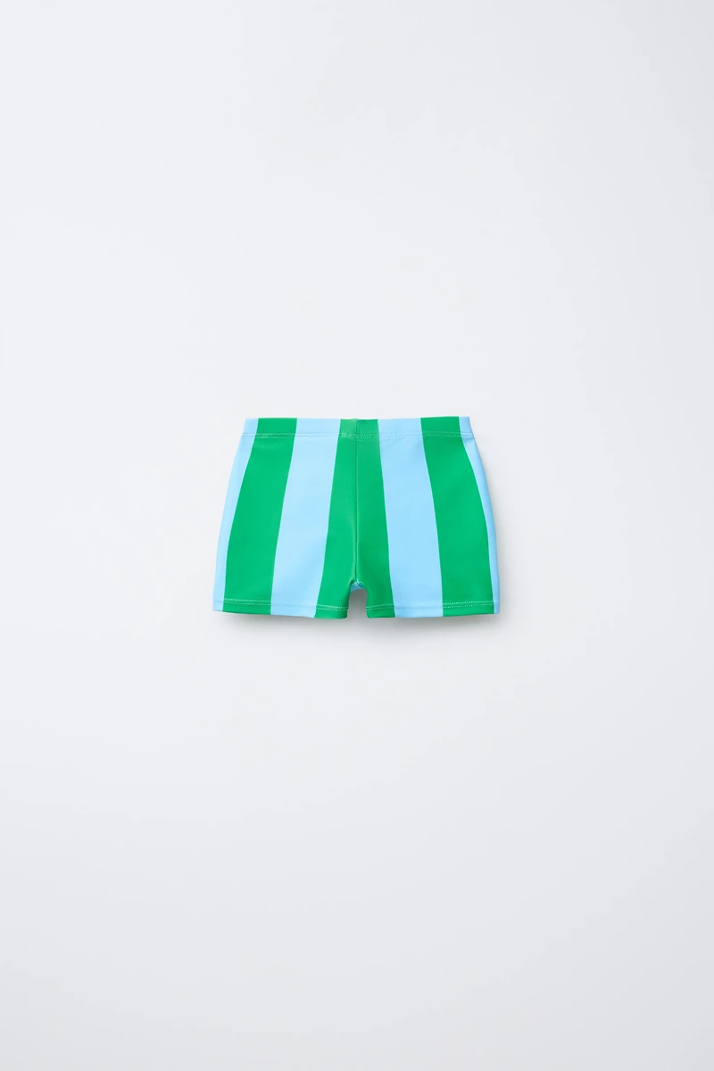 3-6 YEARS/STRIPED LEMON SWIM TRUNKS