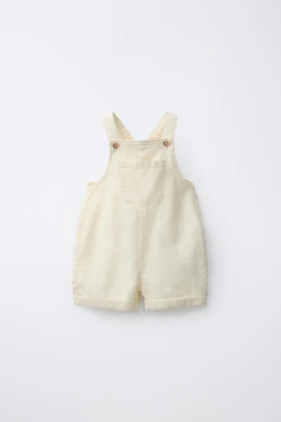 LINEN AND COTTON OVERALL SHORTS