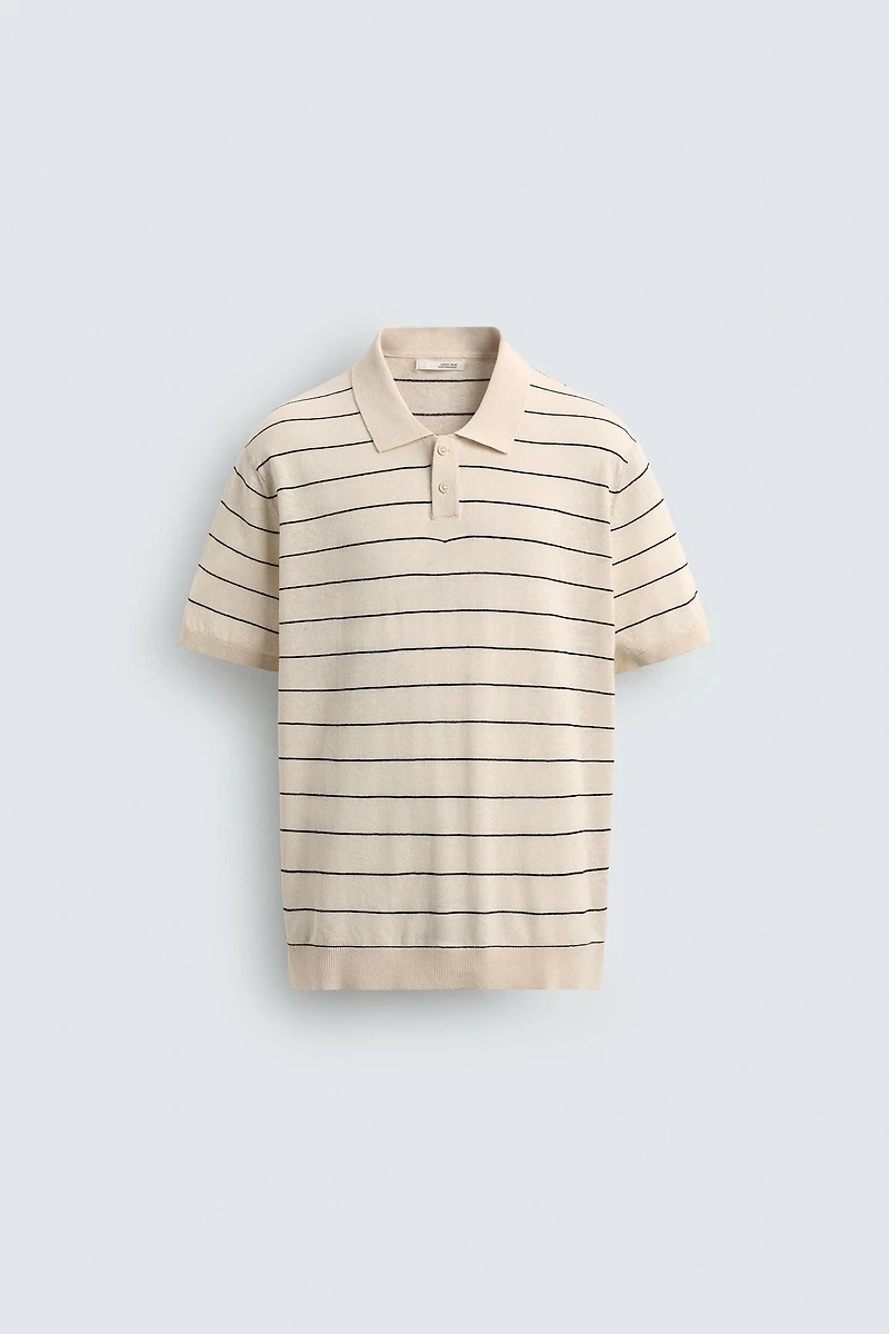 POLO EN MAILLE LIN - COTON À RAYURES