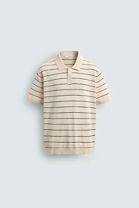 POLO EN MAILLE LIN - COTON À RAYURES