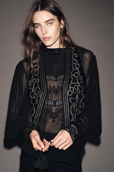 ZW COLLECTION EMBROIDERED VELVET VEST