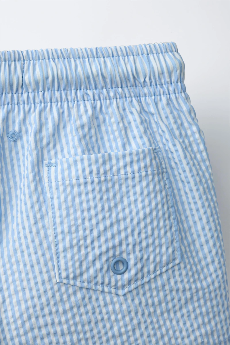 1-6 YEARS/ STRIPED SEERSUCKER SWIM SHORTS