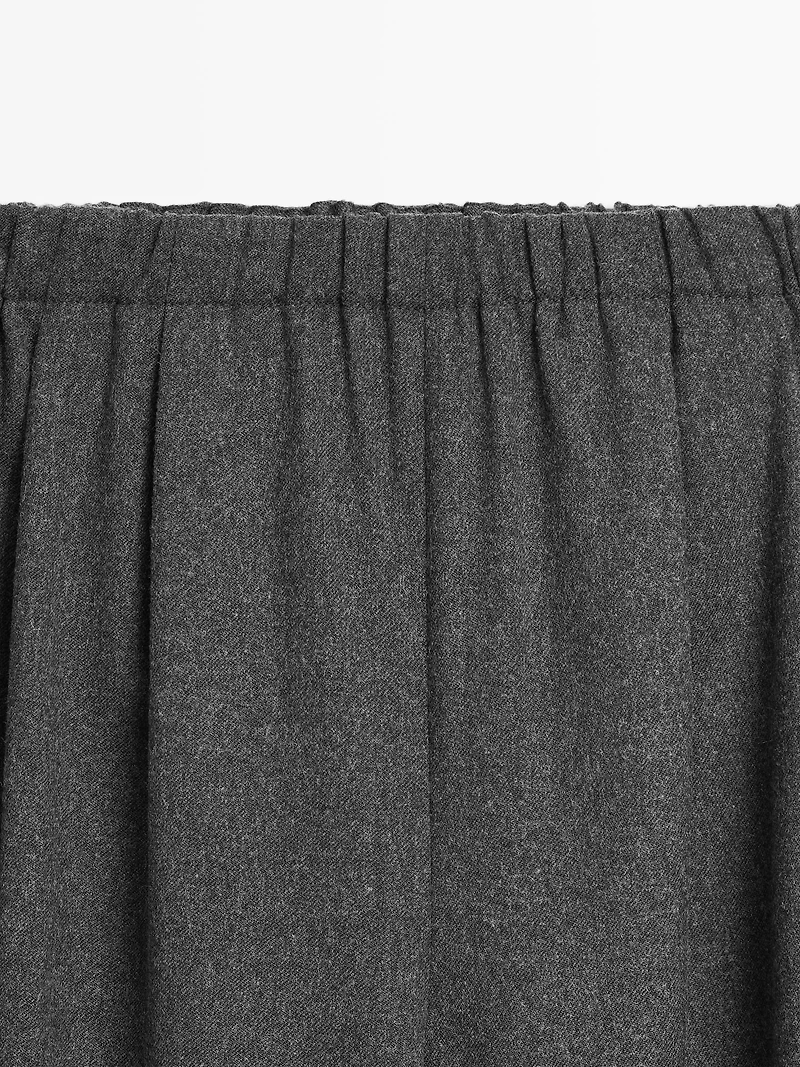 Wool blend trousers with elasticated waistband