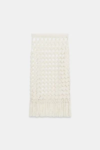 CROCHET FRINGED KNIT SKIRT