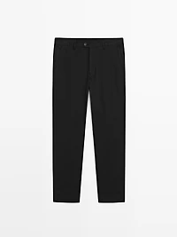 Slim fit cotton blend trousers