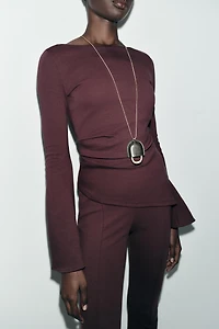INTERLOCK LONG SLEEVE TOP