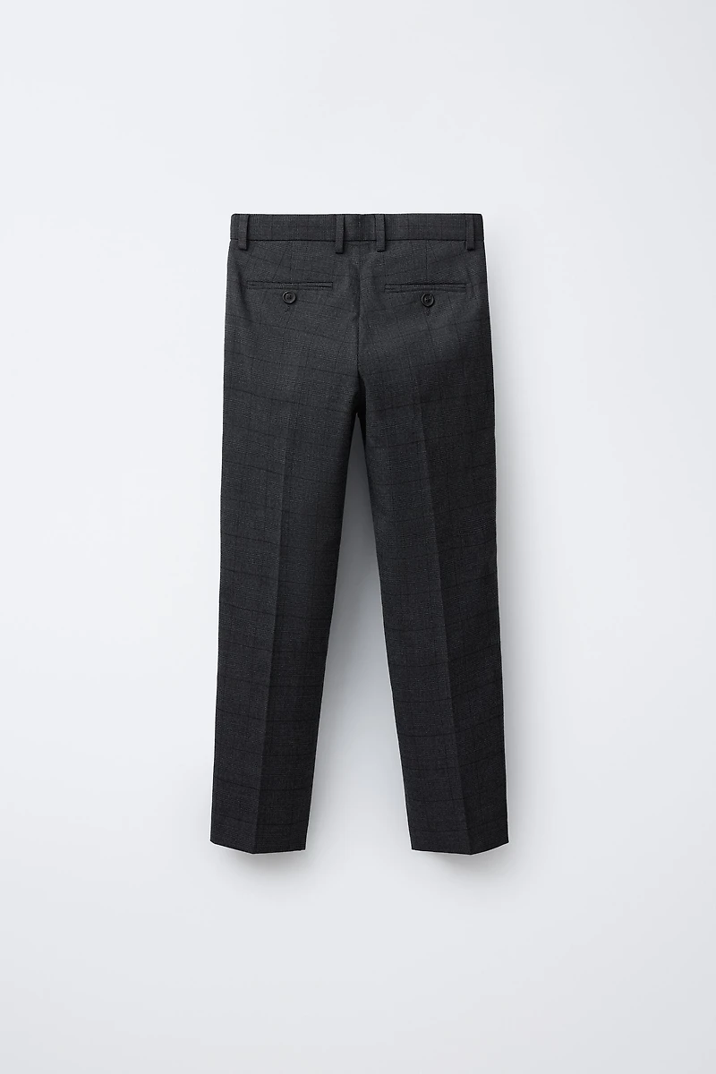 COMFORT CHECKED SUIT PANTS