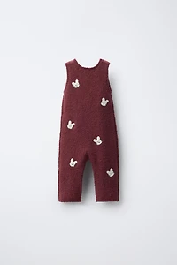 EMBROIDERED BUNNY KNIT OVERALLS