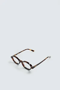 TORTOISESHELL EFFECT OVAL SUNGLASSES