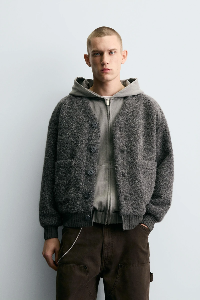 TEXTURED POCKET CARDIGAN