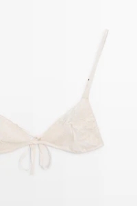 Embroidered bralette with bow detail