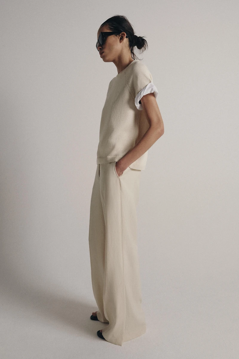 PULL EN MAILLE À MANCHES REVERS BIMATIÈRE