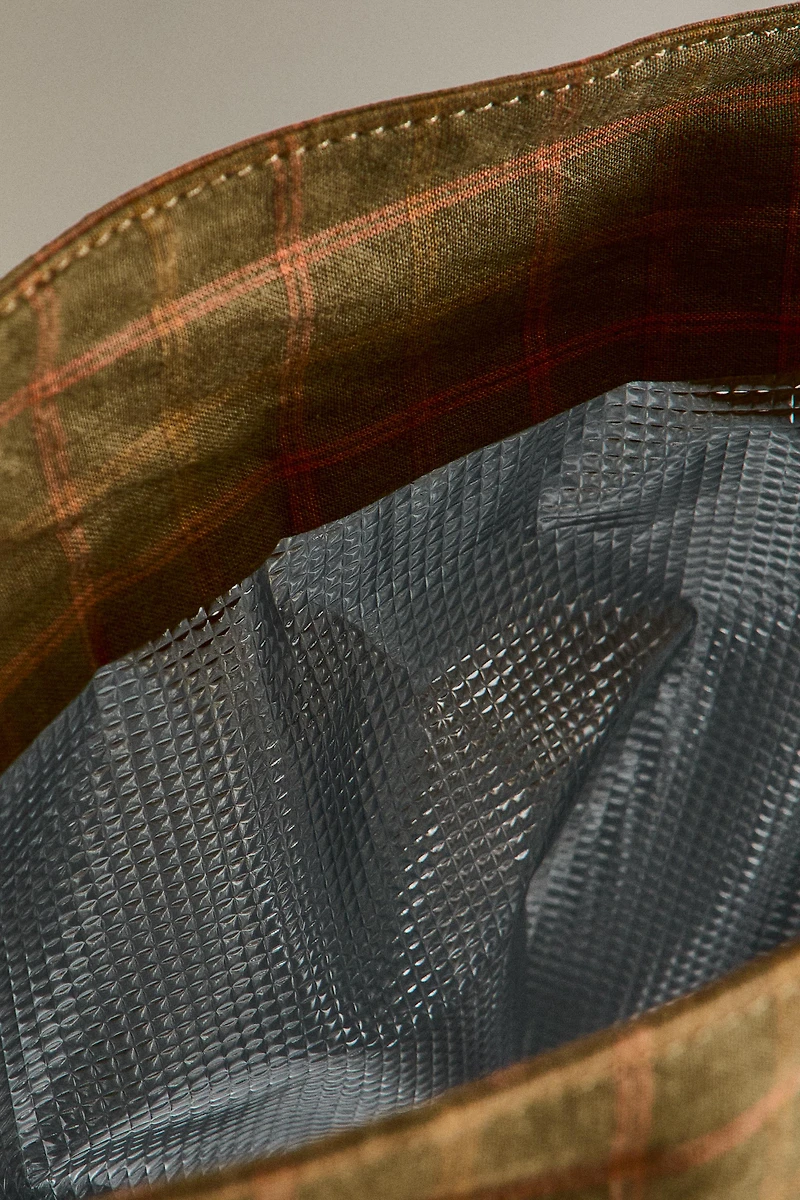 CHECK COTTON LINEN PICNIC BAG