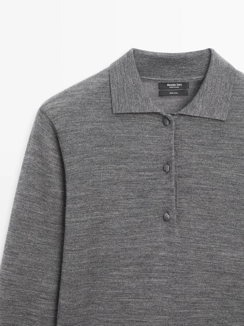 Pull polo en maille de laine