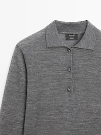 Pull polo en maille de laine