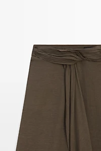 Semi-sheer linen blend skort