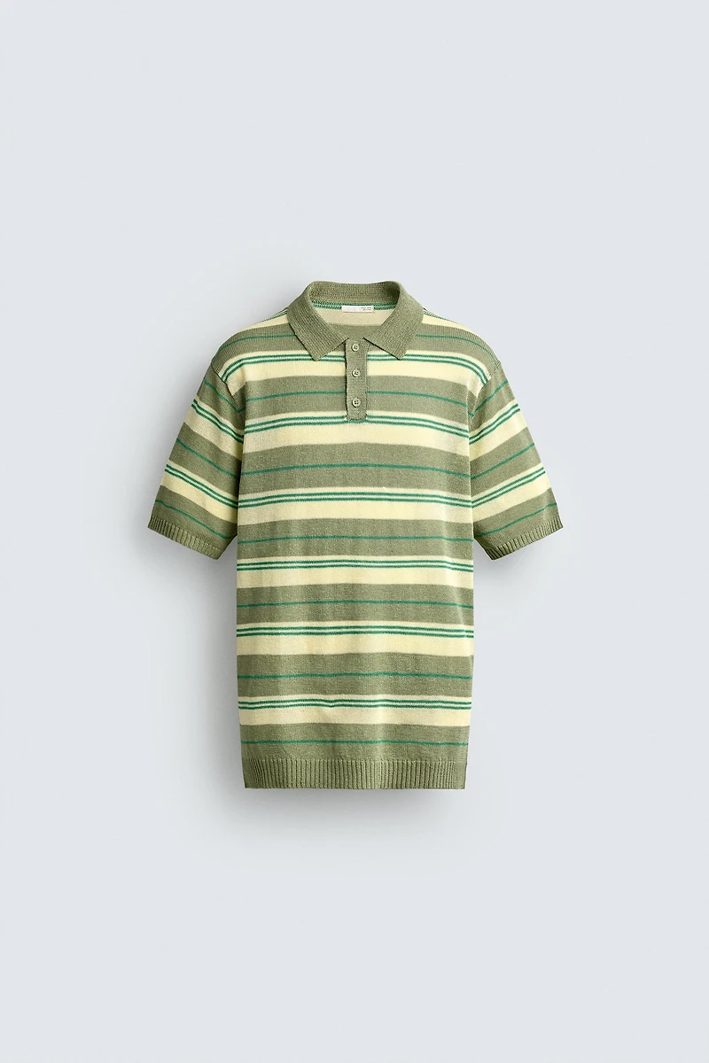 STRIPED JACQUARD KNIT POLO