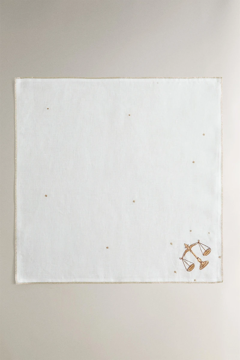 SERVIETTE DE TABLE LIN BRODÉ BALANCE | MARISA BERENSON