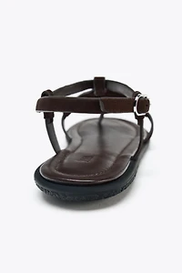 ANIMAL PRINT FURRY LEATHER SANDALS