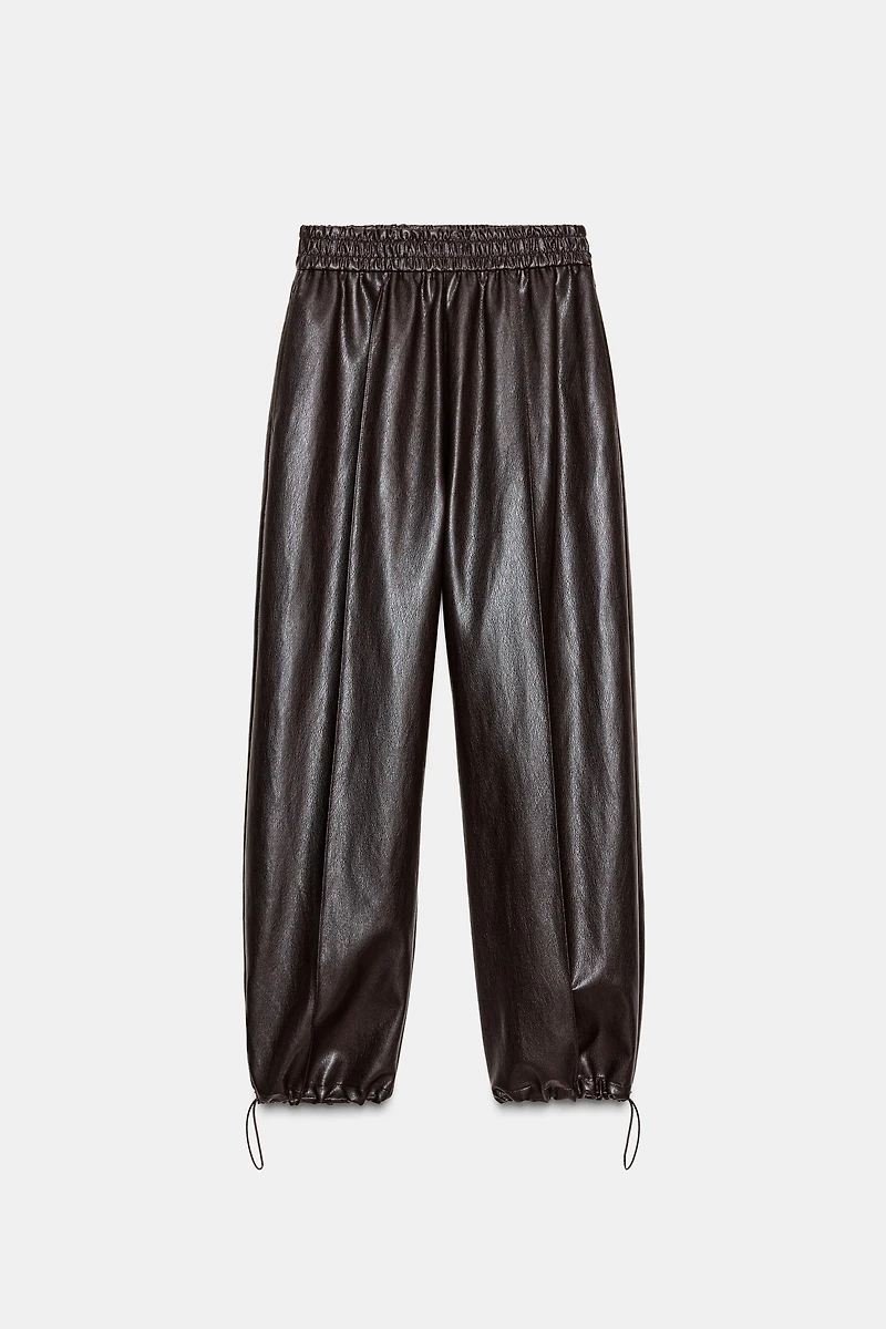FAUX LEATHER BALLOON PANTS