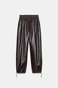 FAUX LEATHER BALLOON PANTS
