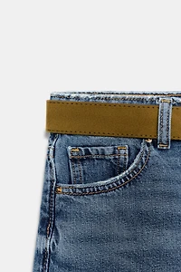 Z.08 WIDE LEG CROPPED HIGH WAIST BELTED JEANS