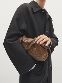 Small woven nappa leather satchel bag