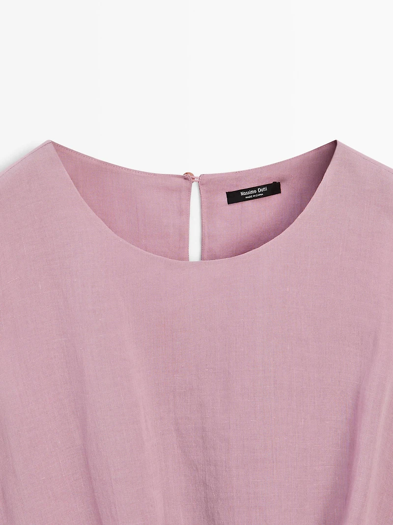 Sleeveless ramie blend top