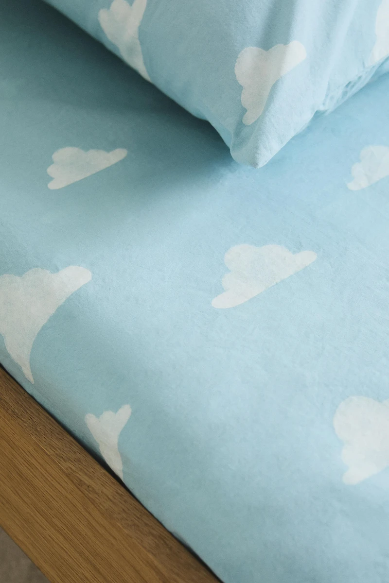 DRAP-HOUSSE ENFANT IMPRIMÉ NUAGES