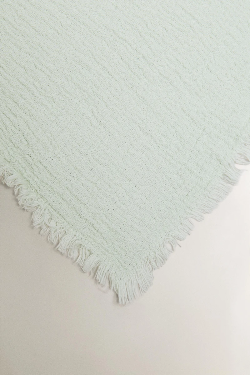 COTTON BLANKET WITH FRINGING