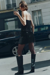 BEADED MESH MINI SKIRT